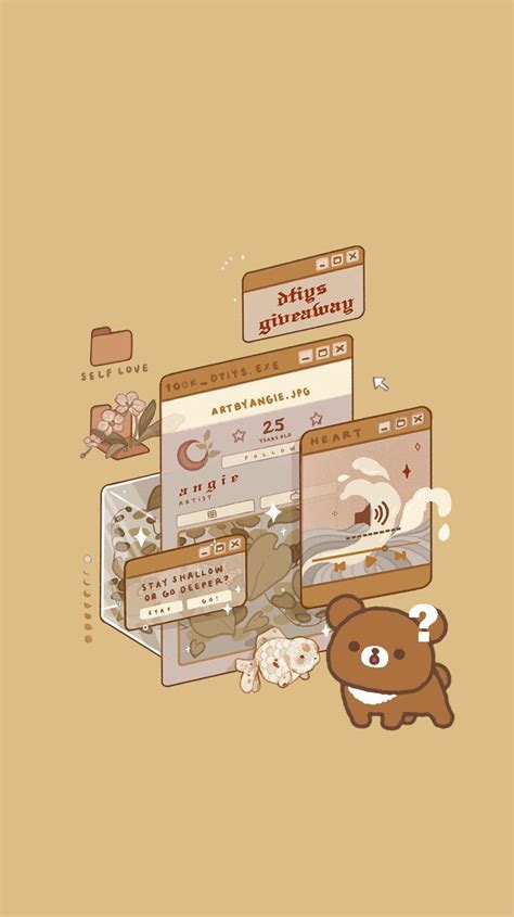 cute bear wallpaper|aesthetic wallpaper brown bear.